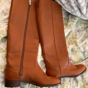 JCrew Leather Knee-High Boots Sz 8 Burnished Toffee Tan Brown G9697 + Zipper